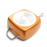 Ceramic Non Stick Copper Square Pan, Induction Chef Glass Lid, Fry Basket, Steam Rack, Inch, Pcs Set ()