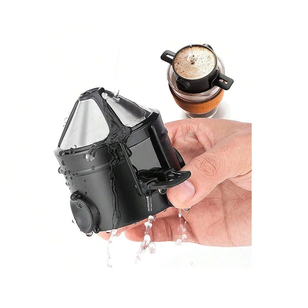 Stainless Steel Coffee Filter for Home No Exposed Filters to Make Manual Coffee Flow Portable Foldable Coffee Filter ()