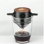 Stainless Steel Coffee Filter for Home No Exposed Filters to Make Manual Coffee Flow Portable Foldable Coffee Filter ()