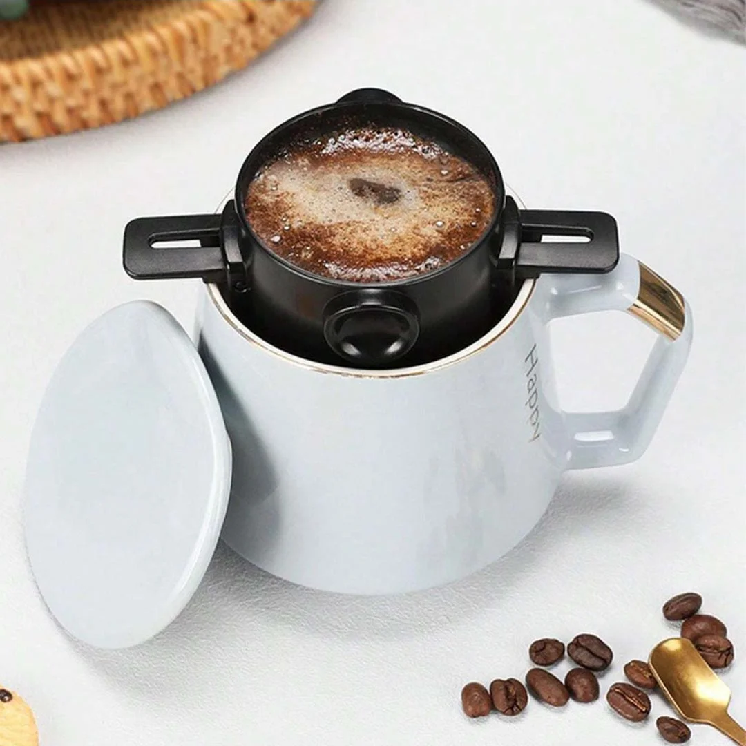 Stainless Steel Coffee Filter for Home No Exposed Filters to Make Manual Coffee Flow Portable Foldable Coffee Filter ()