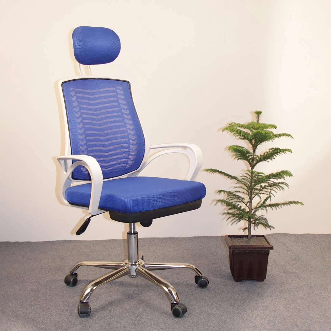Executive Office Swivel Chair With White Body Blue Mesh ()