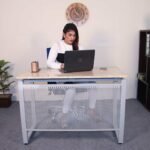 marble top office table with ms frame
