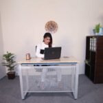 marble top office table with ms frame