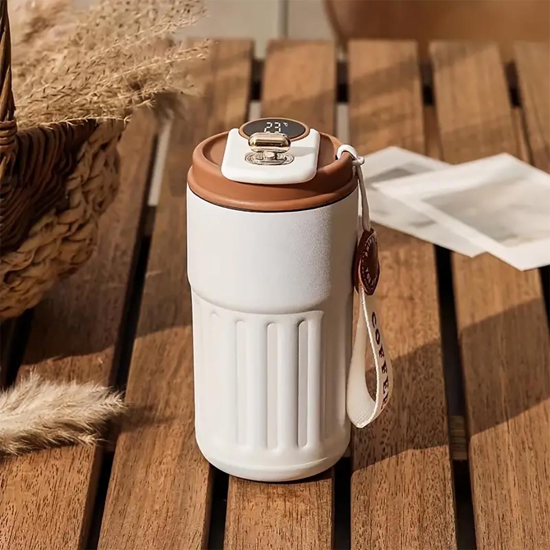 Temperature Display Thermal Mug Vacuum Insulated Stainless Steel Mug Leak Proof Coffee Cup Coffee Mug with Lid for Tea ()
