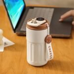 Temperature Display Thermal Mug Vacuum Insulated Stainless Steel Mug Leak Proof Coffee Cup Coffee Mug with Lid for Tea ()