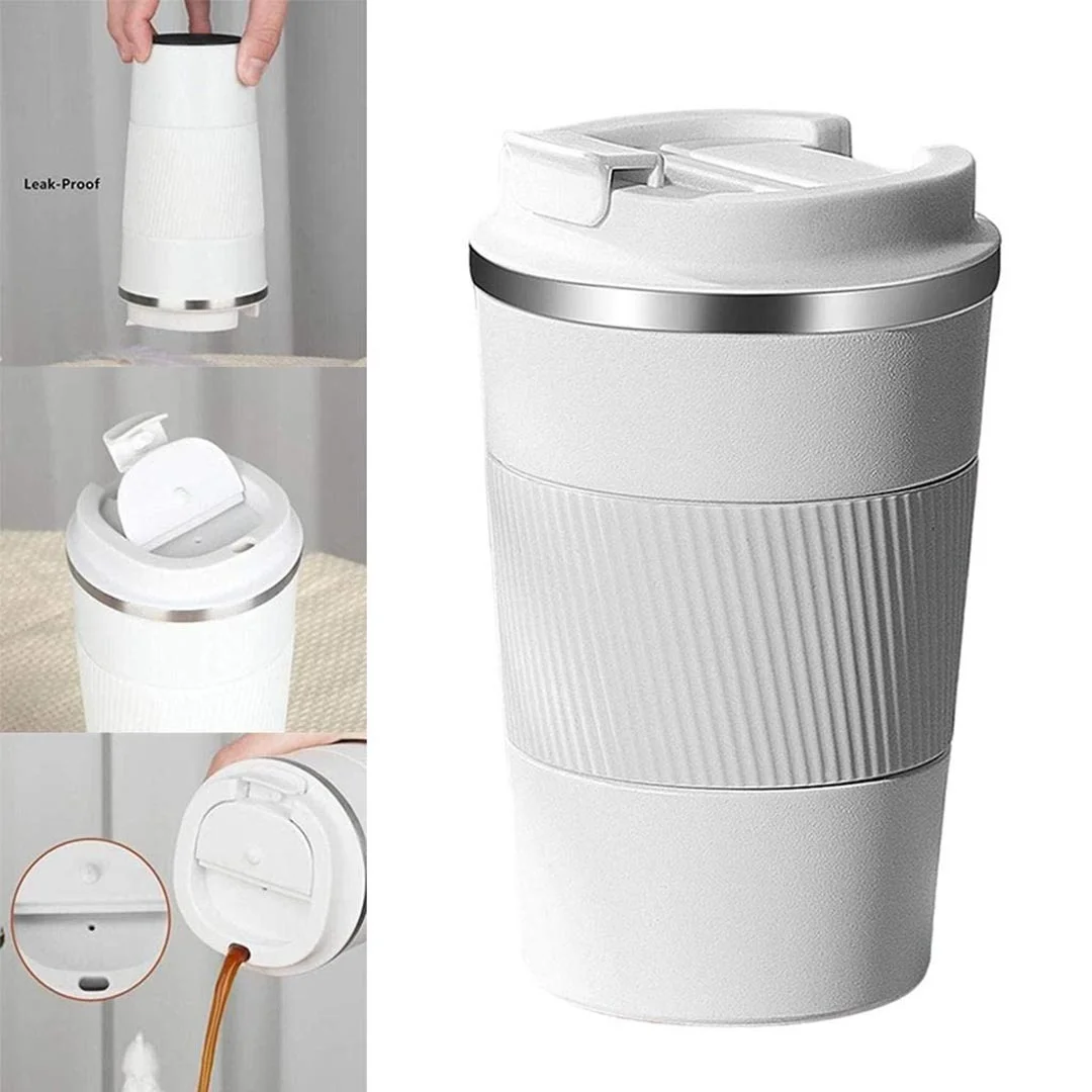 Coffee Mug Hot & Cold Beverage Drinks Leak-proof Travel Mug 510ml White Color