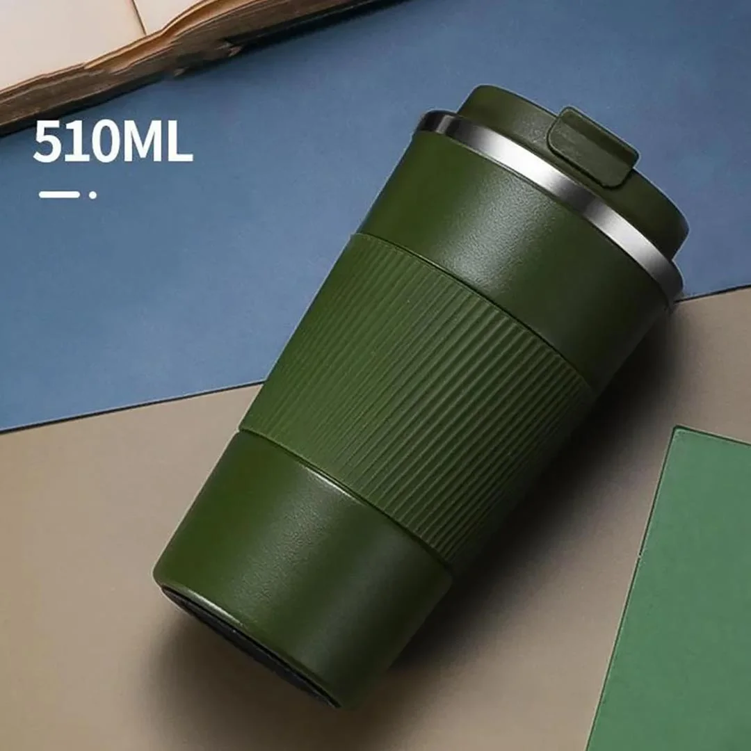 Coffee Mug Hot & Cold Beverage Drinks Leak-proof Travel Mug 510ml Olive Green Color